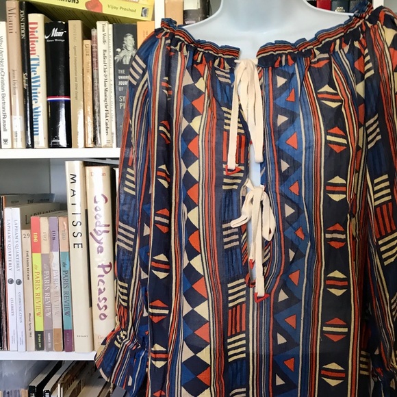 Marc Jacobs Lace-up Sheer Geometric Print Blouse - Picture 3 of 9